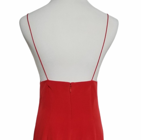 Frank Fiore Silk Embellished Red Evening Red Mini Dress - Picture 5 of 6